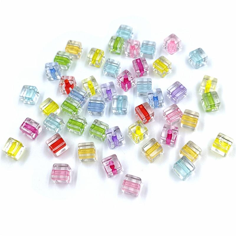 Креативные 20 шт. 8 мм, ювелирные изделия для рукоделия, прозрачные принадлежности, квадратные бусины-кубы, браслет, серьги, сделай сам, акриловые бусины для изготовления бусин