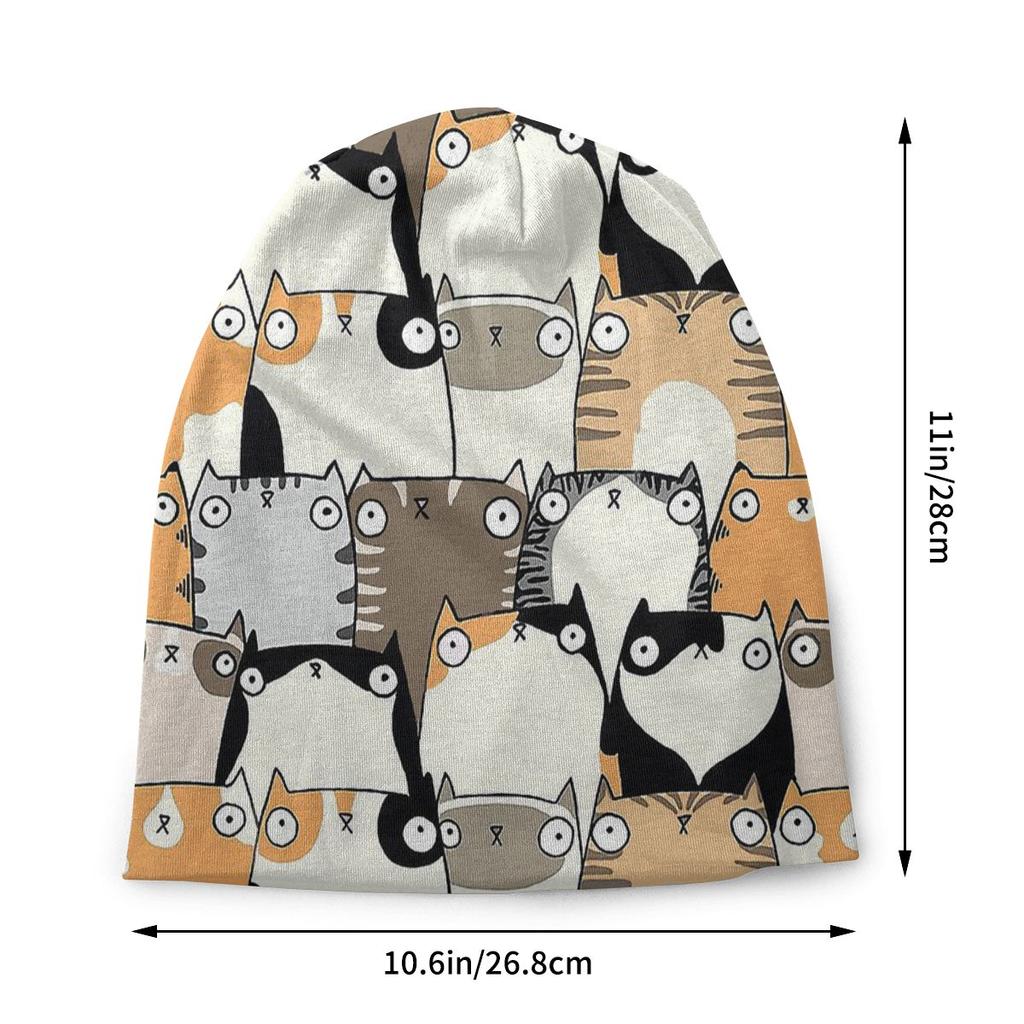 Staring Cats Animal Meme Unisex Bonnet Winter Windproof Double Layer Thin Hats For Unisex Women