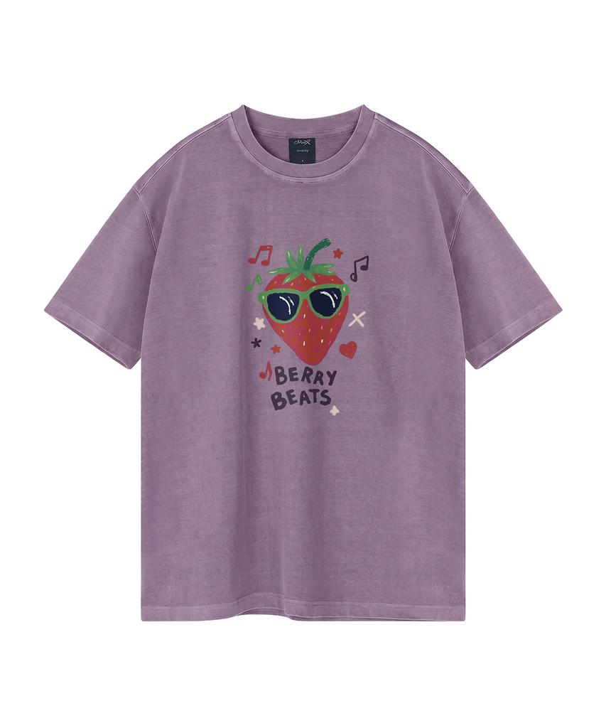 WILDROCK Berry Beats Pigment Oversized Short Sleeve T-Shirt (Cropped) (Type A)