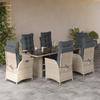 VidaXL Garden Dining Set with Cushions 7 Pcs, Table and Chairs with Adjustable Backrest, Outdoor Furniture, 3213362