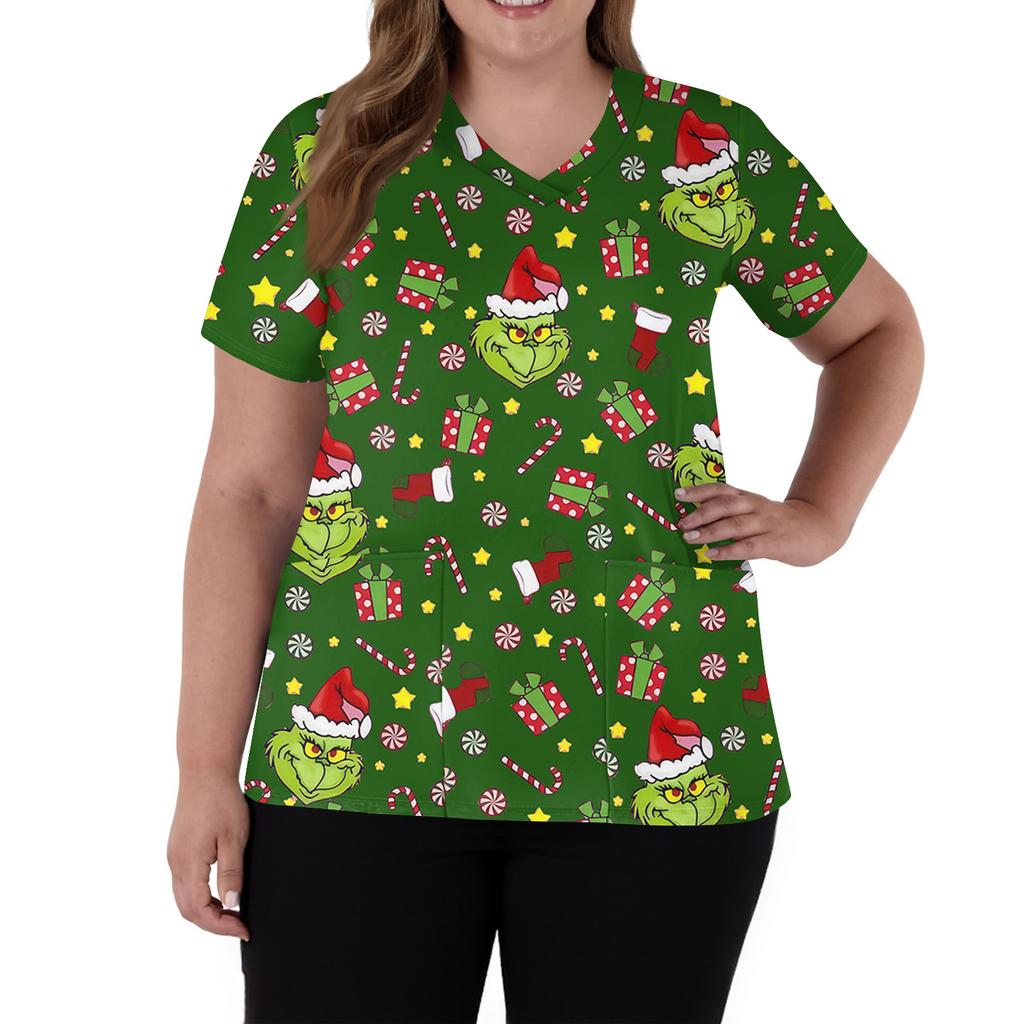 Женская мода V-образный вырез короткий рукав комбинезон с карманами принт топы одежда