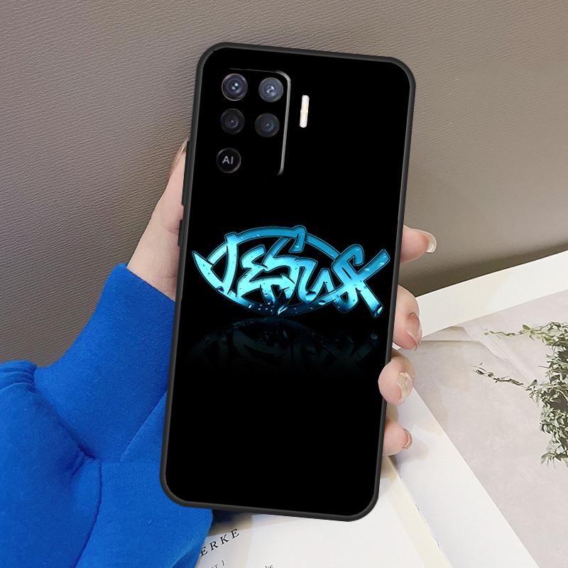 Чехол с изображением рыбы, христианского Иисуса Христа для Oppo A76 A16 A96 A17 A18 A60 A80 A40 A38 A58 A78 A98 A94 A74 A54 A15 A57 A77 A5 Pro