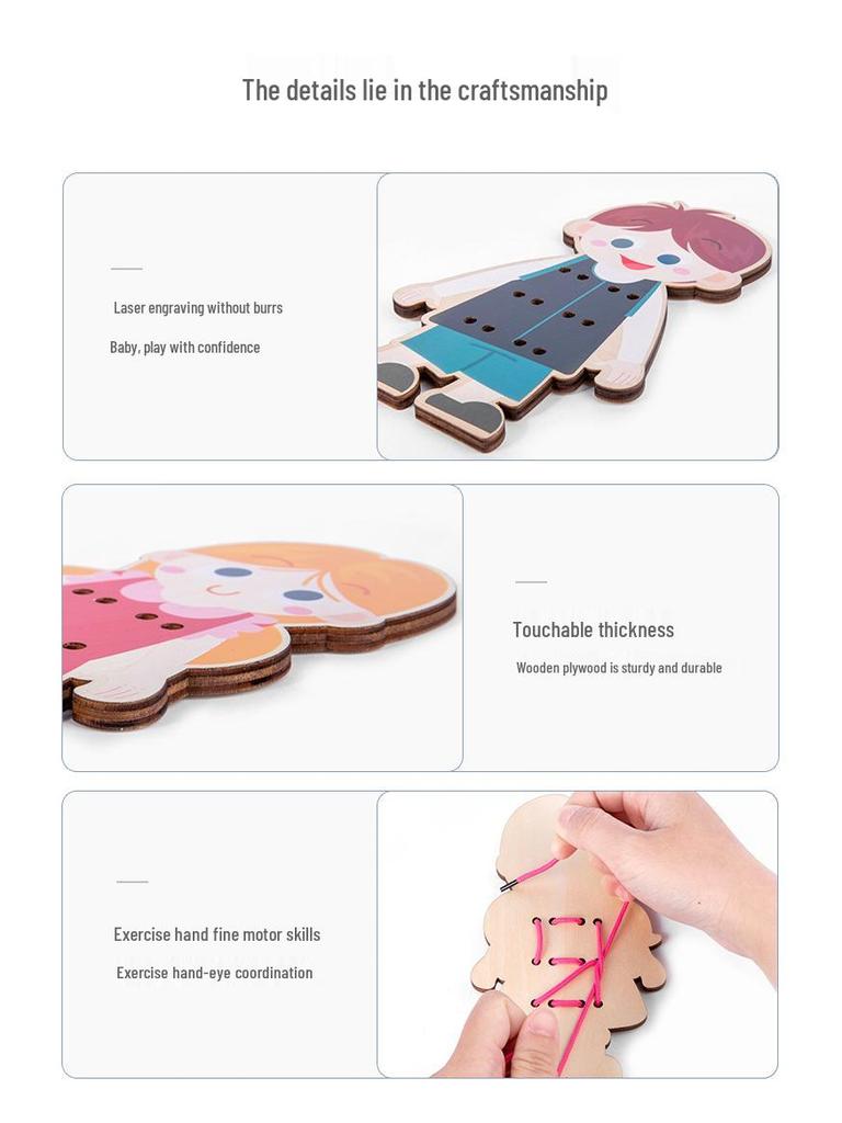 Деревянная игрушка для нанизывания пуговиц для детского сада – Развивает координацию рук и глаз и жизненные навыки