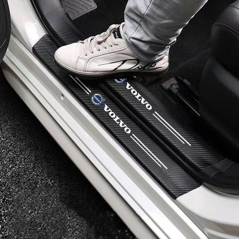 Volvo Car Doors Threshold Strip Anti Stepping Leather Protective Stickers For Volvo Xc60 Xc90 V40 V60 S60 V50 V90 S80 C40 XC40