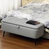 92 X 31cm Linen Look Storage Ottoman   Light Grey