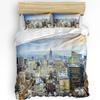 New York English Text Landscape Duvet Cover with Pillow Case Custom 3pcs Bedding Set Quilt Cover Double Bed Home Textile
