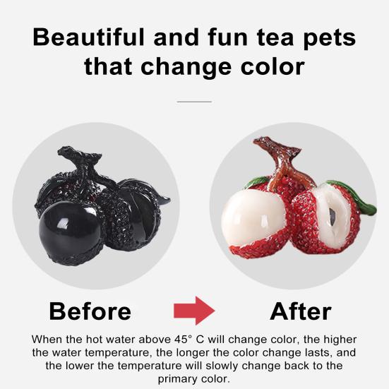 Личи чай питомец смоляная фигурка ремесла кунг-фу скульптура тепло обесцвечивание украшение для чая