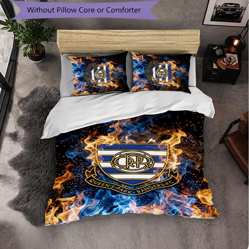 Queens Park Rangers Football 3 Piece Bedding Set Soft Duvet Cover Set with Pillowcases Printed Bedroom Decor Set for Home