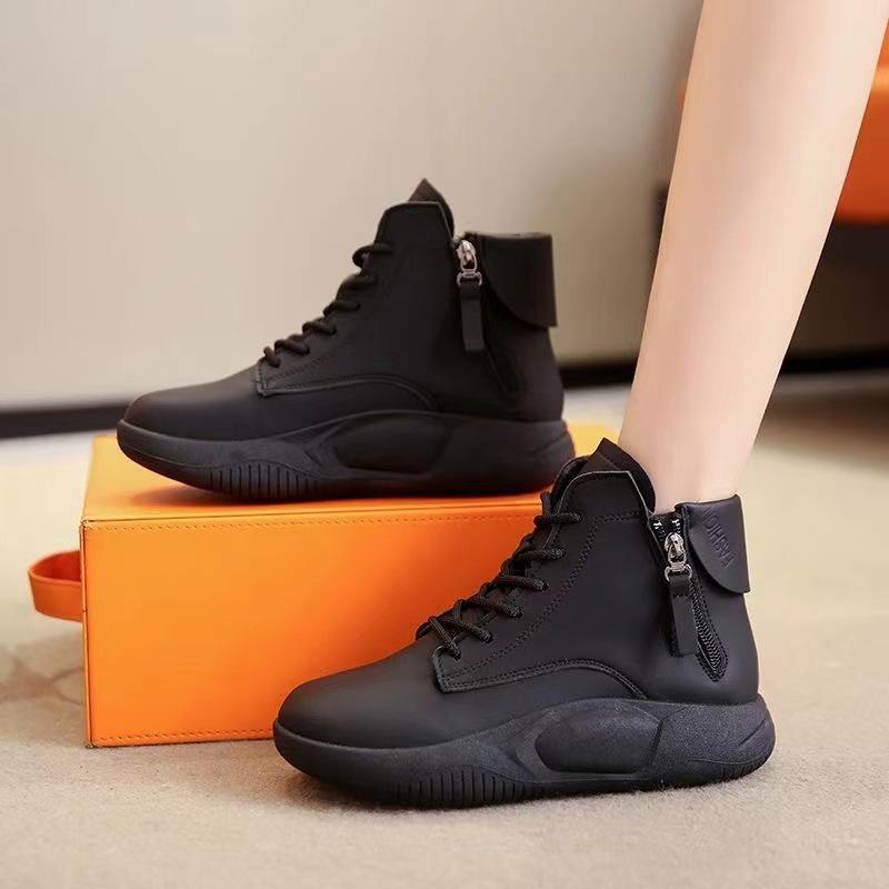 Woman 2024 New Ankle Boots Spring Autumn Short Boots PU Leather Casual Shoes Retro Platform Sneakers Female Footwear Botas Mujer