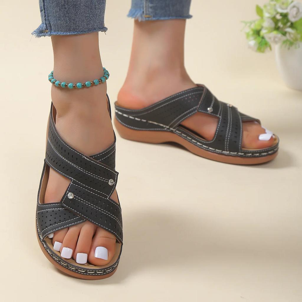 Women Orthopedic Slippers Wedge Sandals Comfy Platform Ladies Casual Big Toe Retro Correction Sandal Plus Size 43