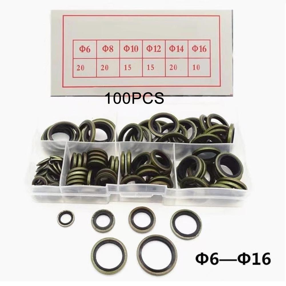 100/ 245pcs Washer Seal Assorted Sealing Gasket Set Silicone Rubber O-Ring Assortment Kits M6 M8 M10 M12-M30