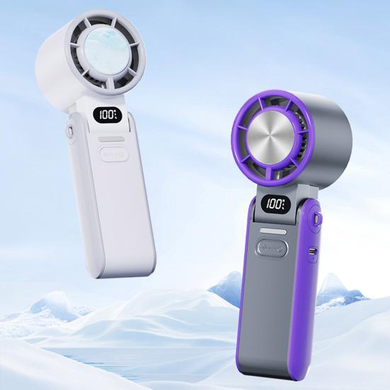 Ручной складной вентилятор со 100-скоростным регулируемым светодиодным дисплеем, USB-перезаряжаемый охлаждающий вентилятор, летний портативный дорожный мини-персональный вентилятор для улицы