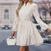 Spring and Summer Elegant Retro Lace Long Sleeve Dress Women Fashion A Line Casual Loose Dresses Women Slim Fit Solid Party Club Female Dress 26645