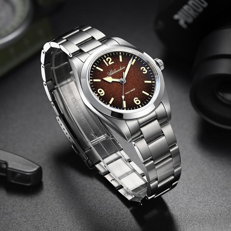 ADDIESDIVE Мужские водонепроницаемые кварцевые часы AD2544 Нержавеющая сталь 316L C3 Ретро Светящиеся Сапфировое Стекло Модные 37MM Наручные Часы Для Мужчин