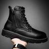 FashionOutdoor Men's Shoes Comfortable High Top Shoe All-match Men Lace-Up Boots Genuine Leather Men Winter Plush Snow Boots