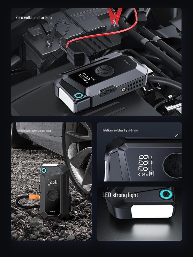 Youshengshi Портативный автомобильный стартер и насос-инфлятор 2-в-1