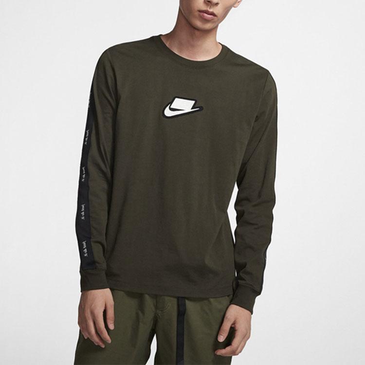 Nike Мужская футболка с длинным рукавом и логотипом Оливковая CI6215-355