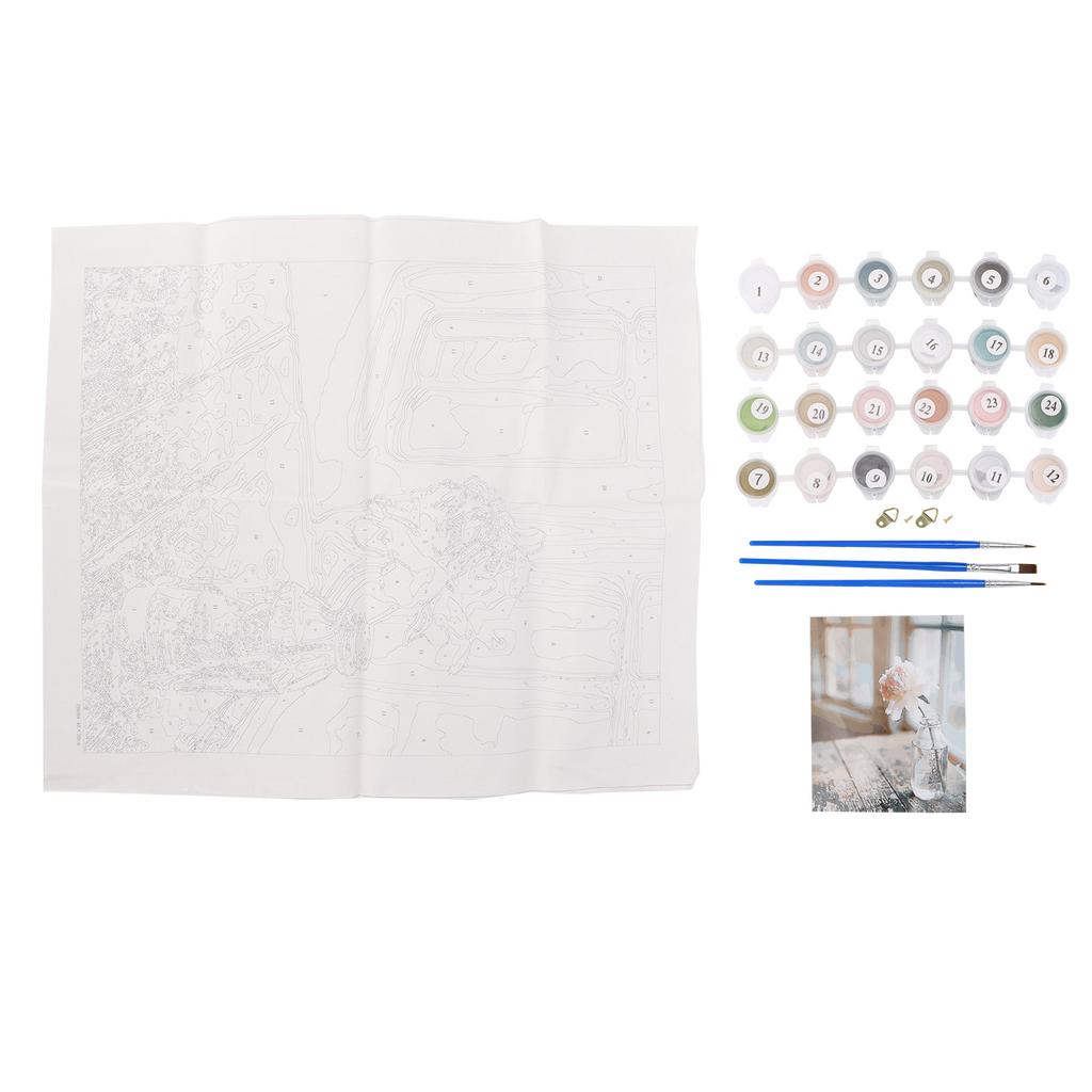 Paint By Numbers with Paintbrushes Acrylic Pigment DIY Oil Painting Kits for Adults Kids Beginners