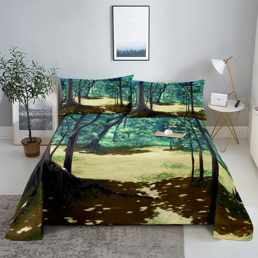 Comforter Scene Bed Sheet And Bedding Linens Queen King Double Size 220X240 Trees For Bedroom Soft Twin Full Single