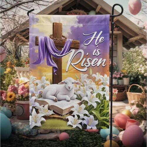 Easter ag He Is Risen Christian Cross Lamb Garden ag, House ag IIX WZZ