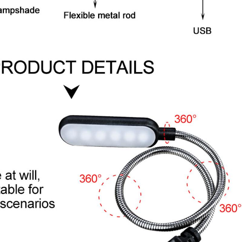Гибкий яркий милый ночник Мини-светодиодный USB-светильник для чтения книг с питанием от ноутбука