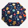 1pc Christmas Cookies Automatic Open/Close Umbrella with One-Touch Button, Compact Folding Canopy, Sturdy 8-Rib Windproof Design -112
