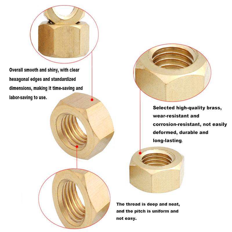1-100 шт. цельные латунные шестигранные гайки для болтов и винтов M1.4-M24