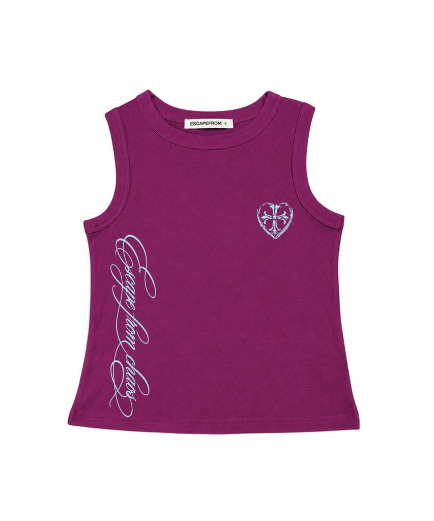 ESCAPEFROM Escf Lettering Cross Print Sleeveless Grey