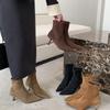 2025 Autumn and Winter New Fashion Versatile Temperament Thin Heel Velvet Bare Boots Sleeve Elastic Thin Boots Kitten