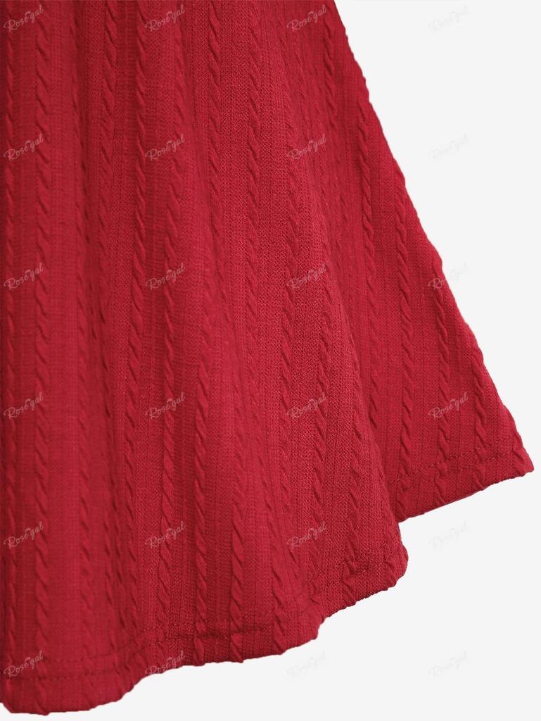 Rosegal Plus Size Одно плечо Текстурированный ребристый присборенный однотонный трикотажный топ с длинными рукавами и съемной цепочкой и пряжкой в виде сердца на поясе