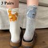 3 пары женских милых носков с котиками, женские 3D носки с котиками, оригинальные носки, весна, осень и зима