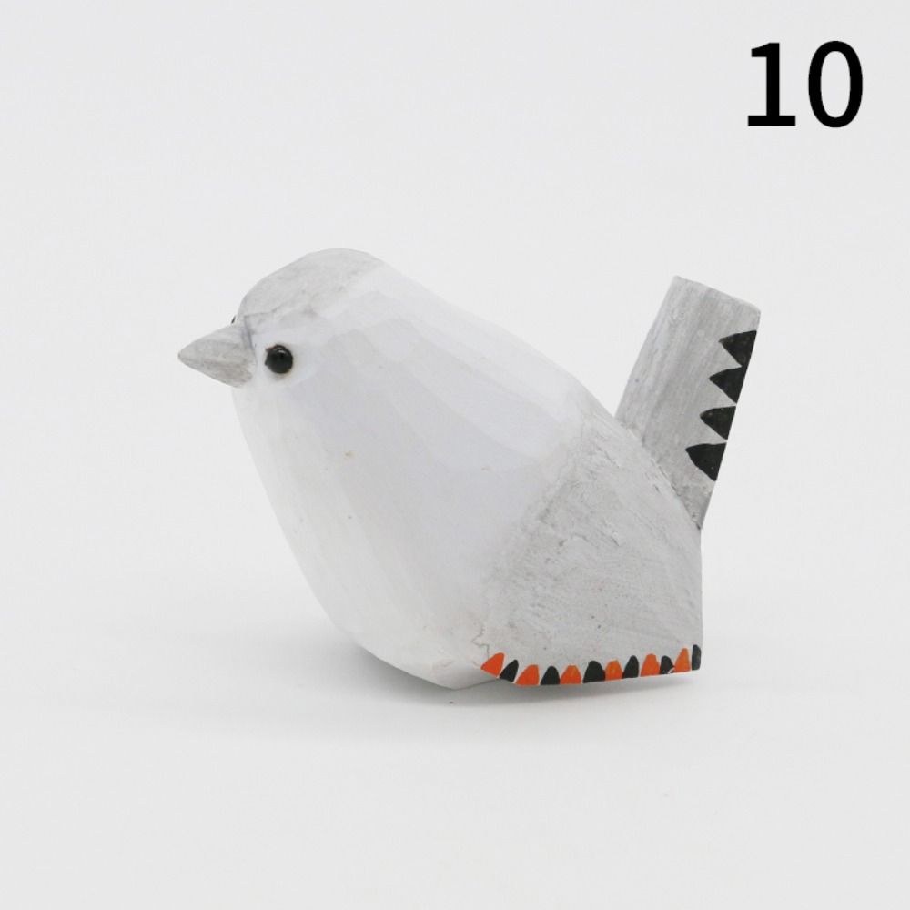Handmade Small Bird Ornament Cute Wooden Bird Figurine Creative Wood Carving Bird Children's Toys