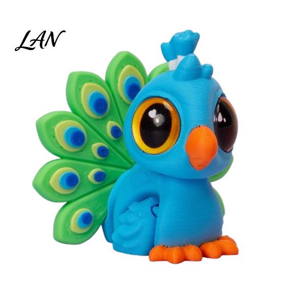 Creative Gift for Kids 3D Printed Articulated Peacock Figurine, Movable Joint Fidget Toy, Cartoon Lovers Desktop Ornament, Stress Relief Adults