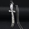 Islam Allah Knife Stainless Steel Statement Necklace for Men Silver Color Necklaces Pendants Jewerly
