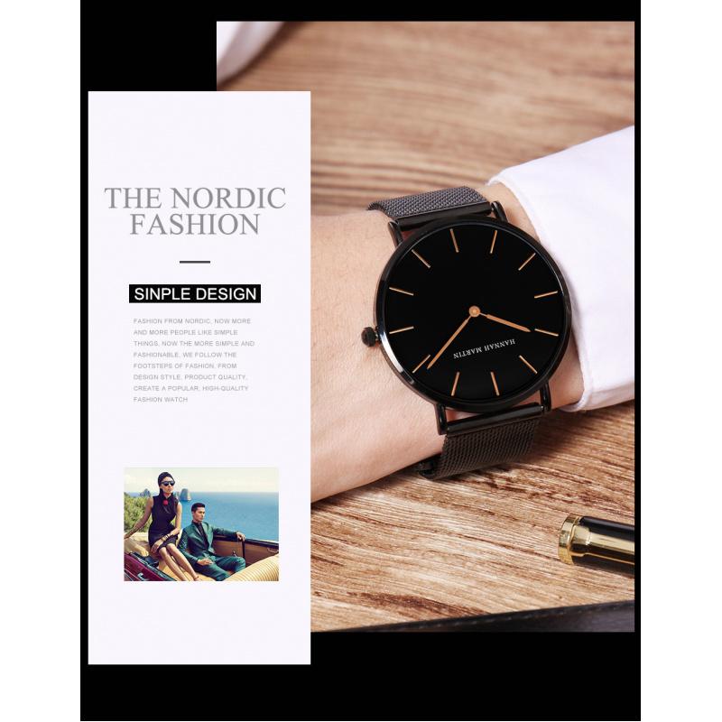 Japanese Movement 40mm Stainless Steel Braided Mesh Strap Men's Waterproof Simple Quartz Thin Durable Watch