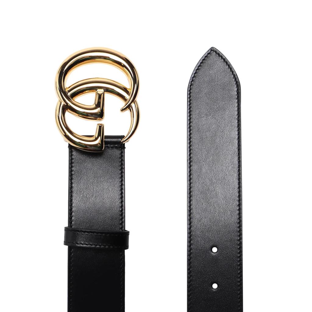 GUCCI Gg Marmont Belt Shiny Buckle 1.5 Width (Unisex) Leather Belts 406831 0YA0G 1000
