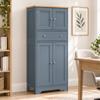 Kitchen Cupboard, Modern Freestanding Kitchen Storage Cabinet with Doors and Shelves, Grey Blue