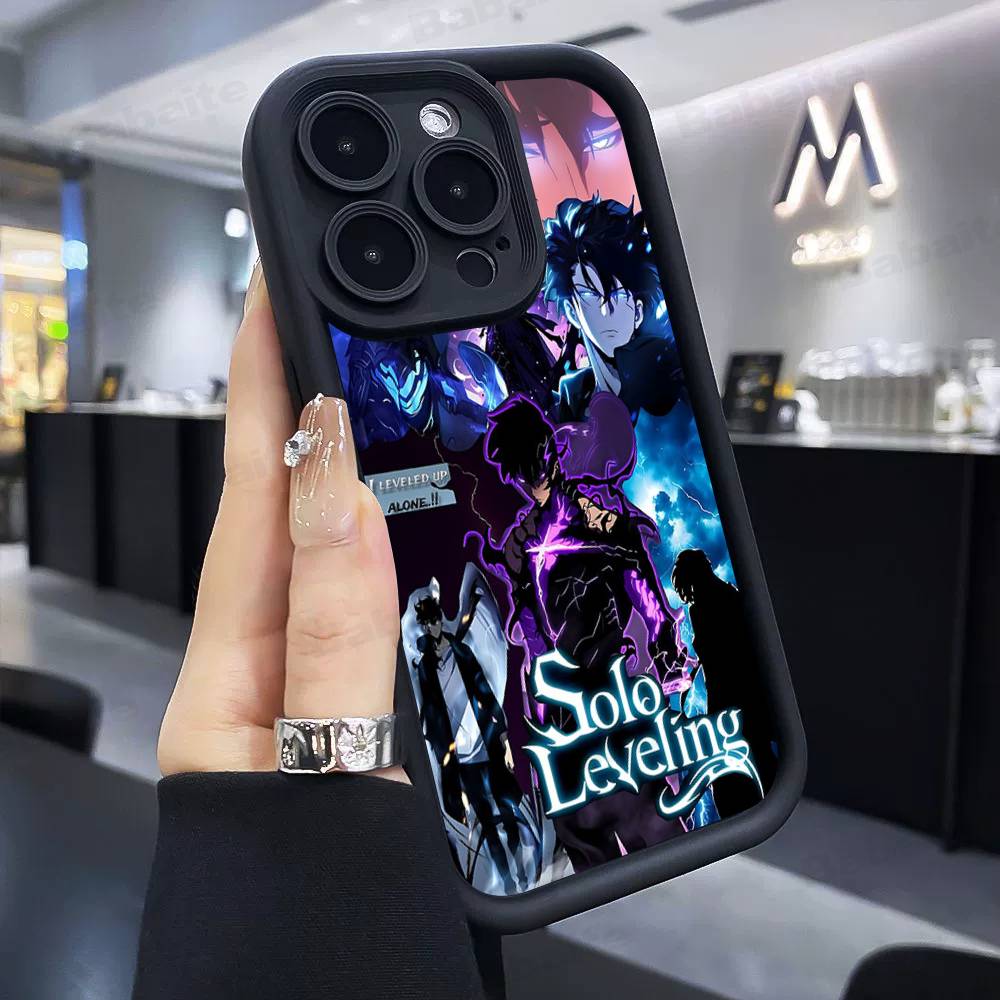 Популярный Чехол Для Телефона Аниме S-Solo L-Leveling Чехол Для Телефона Для IPhone 17 16 15 14 13 12 11 Pro Max Plus Мягкий Черный Чехол