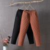 Женские брюки из хлопка с высокой талией, утолщенные, прямого кроя, свободного кроя, большого размера, с эластичным поясом, для ношения на улице, теплые женские брюки из хлопка
