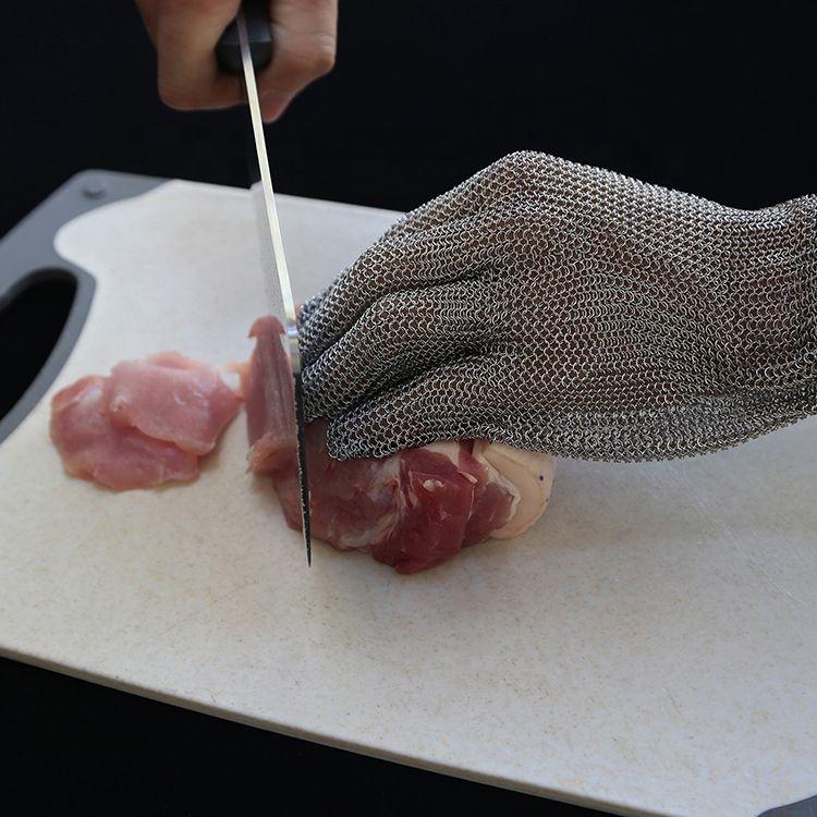 Metal Mesh Gloves Stainless Steel Gloves Hand Protection Safety Chainmail Gloves With 15 cm Hook Cuff for Poultry Processors