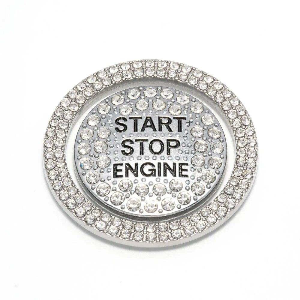 1 комплект, кольцо и кнопка, автомобильная блестящая наклейка для запуска и остановки двигателя в один клик, универсальная металлическая декоративная крышка со стразами