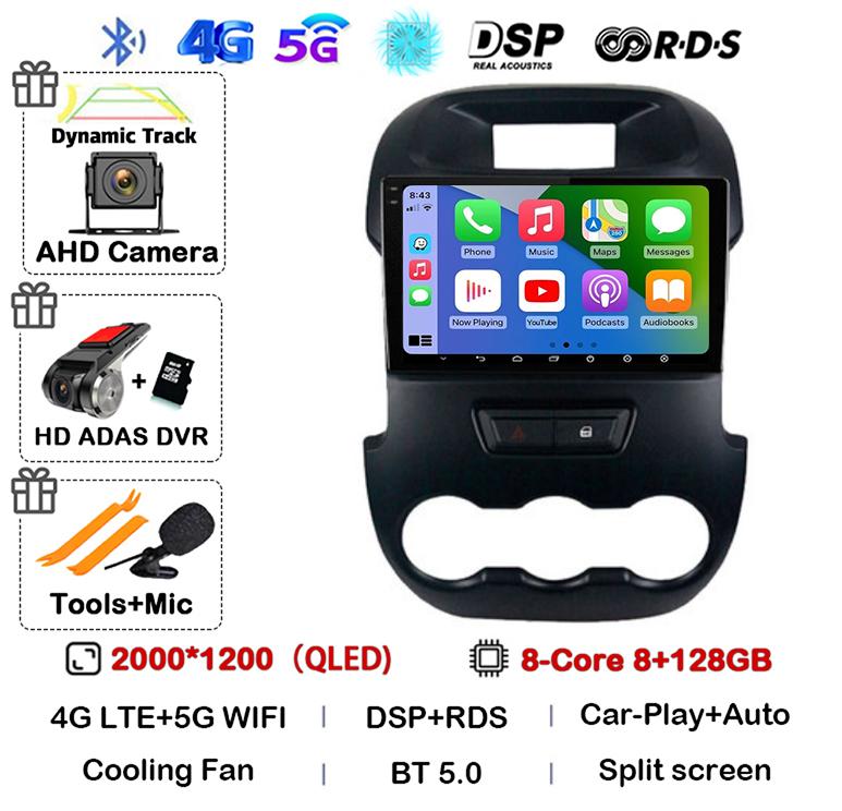 Android 14 Carplay Auto для Ford Ranger 2011 2011 2013 2014 Автомобильный радиоприемник GPS стерео мультимедийный плеер головное устройство 2 DIN WIFI+4G DSP