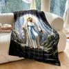1PC Statue in cave setting Print Blanket Warm Soft Fluffy Kids and Adult Sofa Bed Throw Blanket Outdoor Travel Camping RV