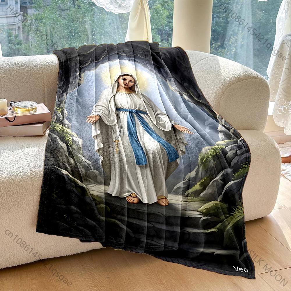 1PC Statue in cave setting Print Blanket Warm Soft Fluffy Kids and Adult Sofa Bed Throw Blanket Outdoor Travel Camping RV