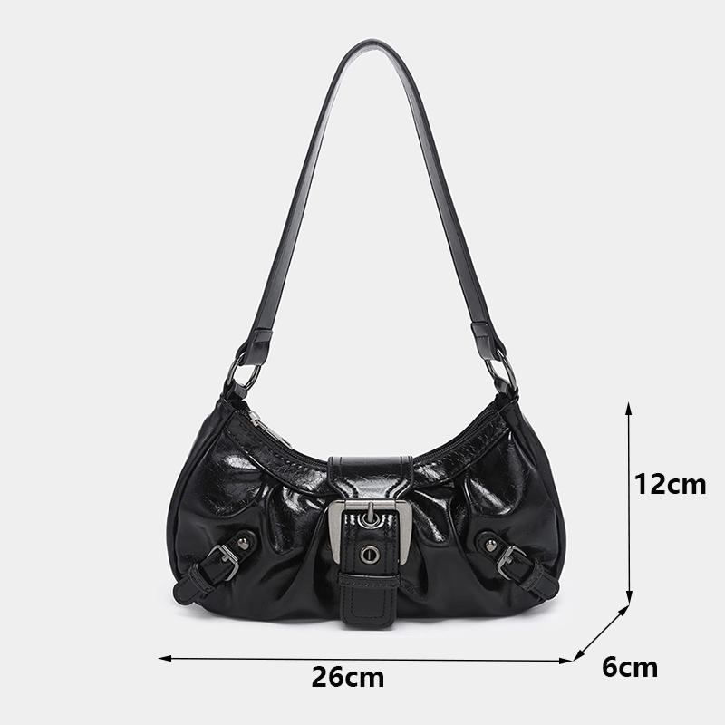 Yogodlns Ретро Плиссированная Сумка Через Плечо Мода Майяр Горячая Девушка Сумка Под Мышку Кожа Панк Мотоциклетная Сумка Женские Повседневные Сумки Хобо