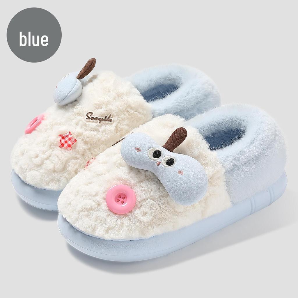 Capybara Women's Winter Cotton Slippers - Cute Cartoon Fluffy Heel, Parent-Child Warm Shoes for Kids & Men.
