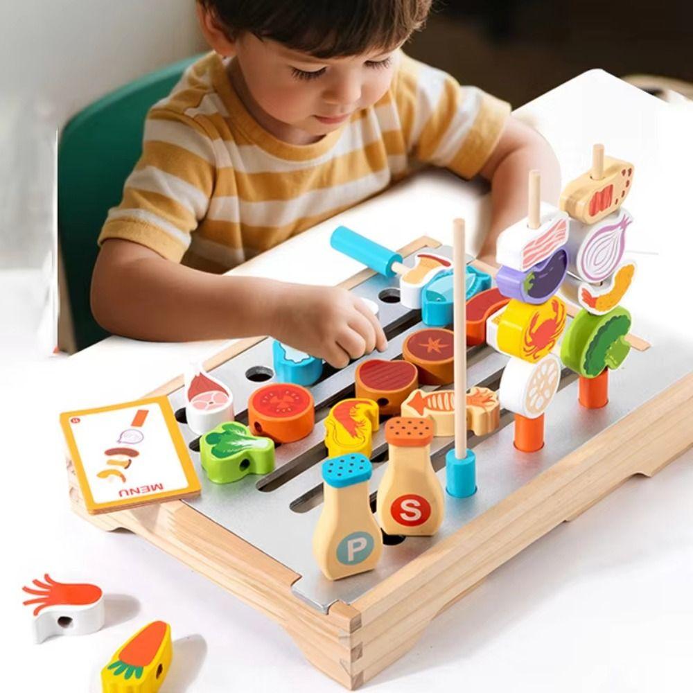 Wooden Pretend Play Kitchen Toys Simulation Food Kids Pretend Cooking Toy Toddlers Boys Girls