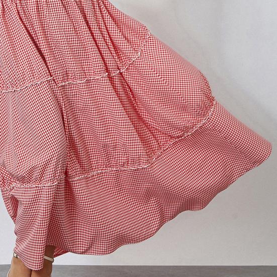 Женское платье макси без рукавов в клетку в клетку с круглым вырезом, длинное платье со сборками, сарафан А-силуэта с рюшами и бретелями, струящийся