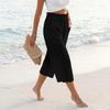Womens Baggy Cotton Linen Pants Elastic Waist Casual Loose  Summer Beach Vacation  Pants