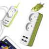 EU Plug Power Strip Wall Multiple Socket Portable 4 USB Port for Mobile Phones 1200W 250V,1.5m Cable for Smartphones Tablets
